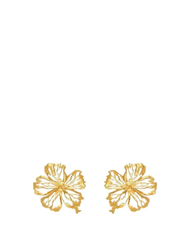 Oscar de la Renta Openwork Hibiscus Earrings