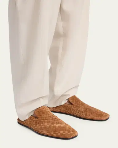 Bottega Veneta Men's Palazzo Intrecciato Suede Loafers | Thumbnail 2