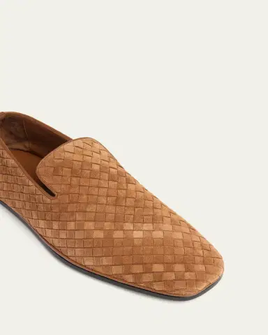 Bottega Veneta Men's Palazzo Intrecciato Suede Loafers | Thumbnail 5