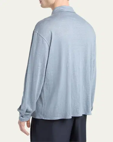 Giorgio Armani Men's Jersey Linen Button-Down Shirt | Thumbnail 3 Giorgio Armani Men's Jersey Linen Button-Down Shirt | Thumbnail 3