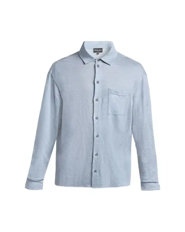 Men's Jersey Linen Button-Down Shirt