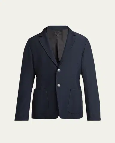 Giorgio Armani Men's Seersucker Patch-Pocket Blazer | Thumbnail 6 Giorgio Armani Men's Seersucker Patch-Pocket Blazer | Thumbnail 6