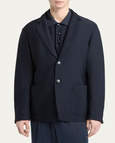 Giorgio Armani Men's Seersucker Patch-Pocket Blazer | Thumbnail 9 Giorgio Armani Men's Seersucker Patch-Pocket Blazer | Thumbnail 9
