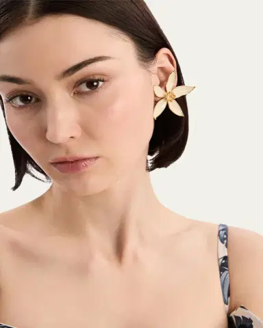 Oscar de la Renta Large Orange Blossom Clip-On Earrings | Thumbnail 2 Oscar de la Renta Large Orange Blossom Clip-On Earrings | Thumbnail 2