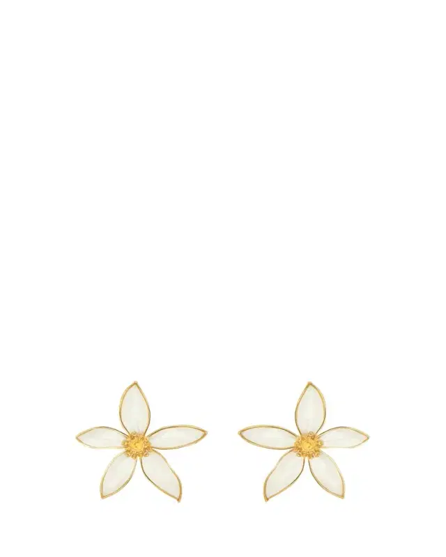 Oscar de la Renta Large Orange Blossom Clip-On Earrings