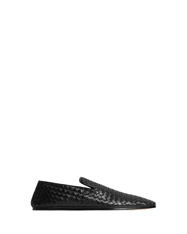 Bottega Veneta Men's Palazzo Intrecciato Leather Square-Toe Slippers