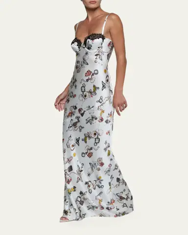 L'AGENCE Sayla Lace-Trim Silk Gown | Thumbnail 4 L'AGENCE Sayla Lace-Trim Silk Gown | Thumbnail 4