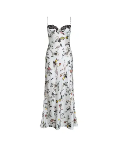 L'AGENCE Sayla Lace-Trim Silk Gown | Thumbnail 1 L'AGENCE Sayla Lace-Trim Silk Gown | Thumbnail 1