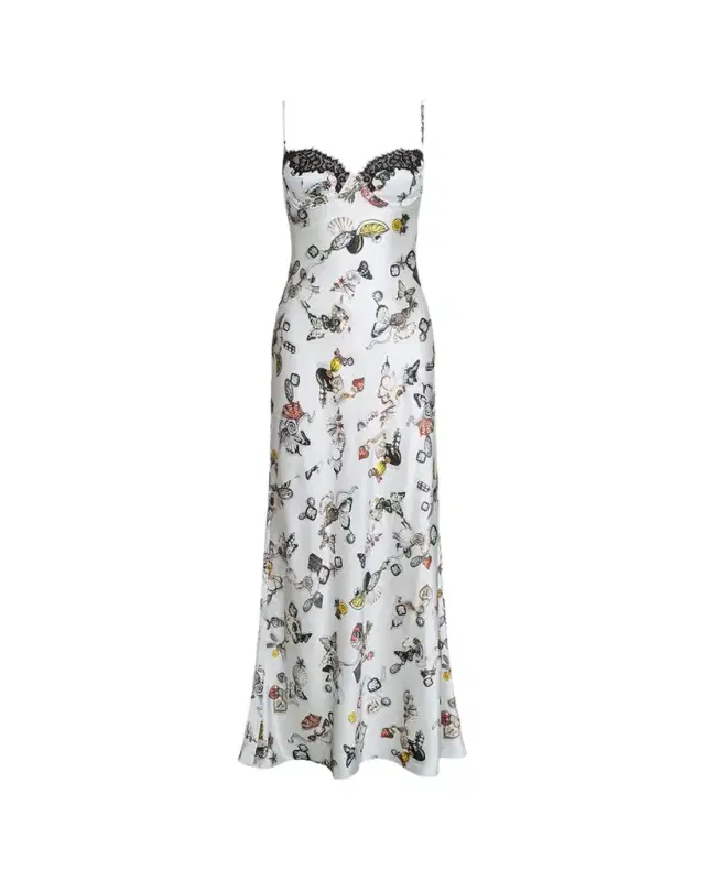 L'Agence Sayla Lace-Trim Silk Gown