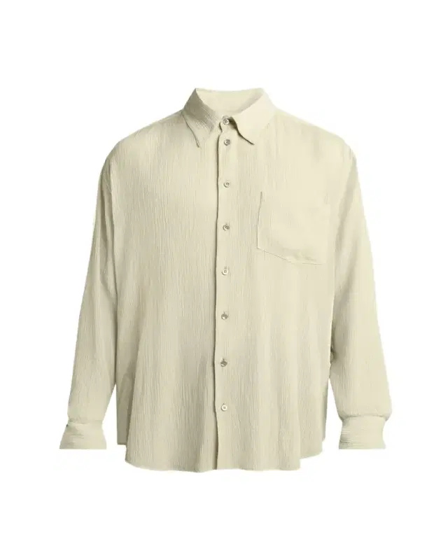 Men's Cotton and Silk Textured Button-Down Shirt