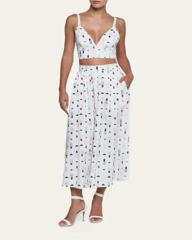 L'Agence Seina Lipstick-Print Midi Skirt | Thumbnail 2 L'Agence Seina Lipstick-Print Midi Skirt | Thumbnail 2