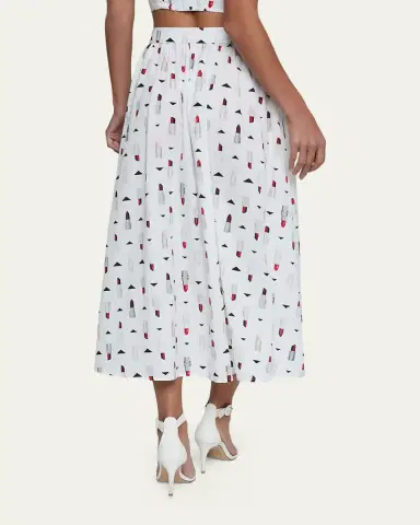L'Agence Seina Lipstick-Print Midi Skirt | Thumbnail 3 L'Agence Seina Lipstick-Print Midi Skirt | Thumbnail 3