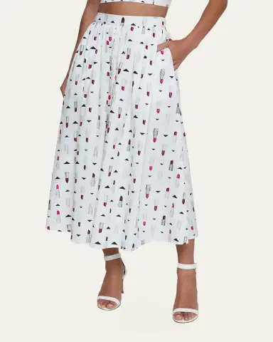 L'Agence Seina Lipstick-Print Midi Skirt | Thumbnail 4 L'Agence Seina Lipstick-Print Midi Skirt | Thumbnail 4