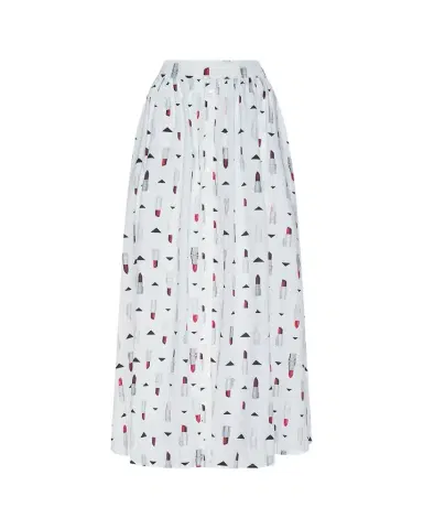 L'Agence Seina Lipstick-Print Midi Skirt | Thumbnail 1 L'Agence Seina Lipstick-Print Midi Skirt | Thumbnail 1