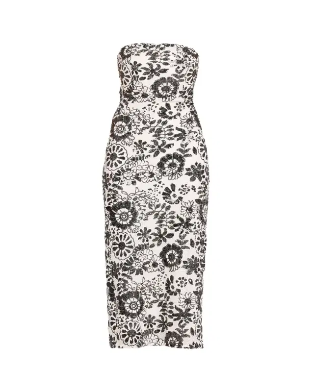 Ramy Brook Bonnie Strapless Floral Sequin Column Midi Dress