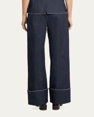 Cinq à Sept Wide-Leg Twist-Trim Jeans | Thumbnail 3