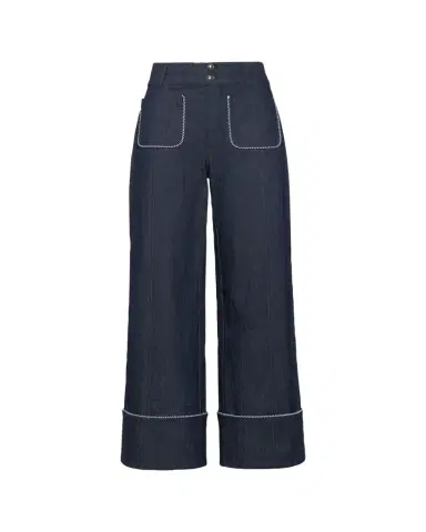Cinq à Sept Wide-Leg Twist-Trim Jeans | Thumbnail 1
