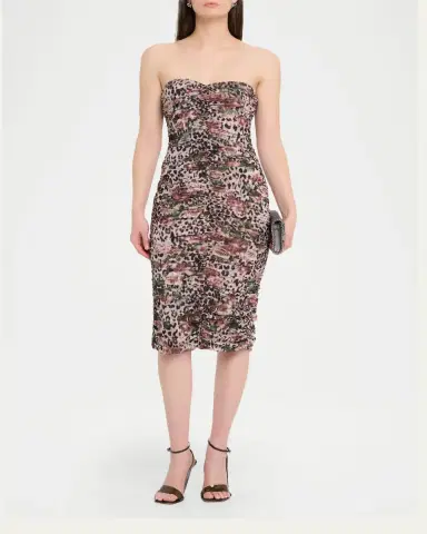 L'Agence Caprice Ruched Strapless Midi Dress | Thumbnail 2 L'Agence Caprice Ruched Strapless Midi Dress | Thumbnail 2