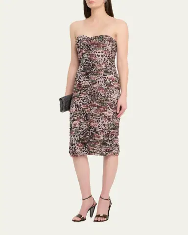 L'Agence Caprice Ruched Strapless Midi Dress | Thumbnail 4 L'Agence Caprice Ruched Strapless Midi Dress | Thumbnail 4