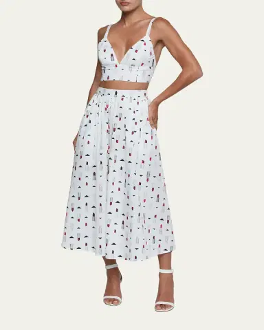 L'AGENCE Kaori Lipstick-Print Bralette Top | Thumbnail 2