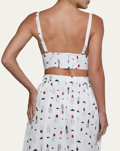 L'AGENCE Kaori Lipstick-Print Bralette Top | Thumbnail 3