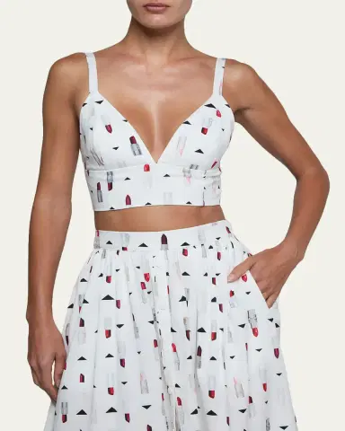 L'AGENCE Kaori Lipstick-Print Bralette Top | Thumbnail 4