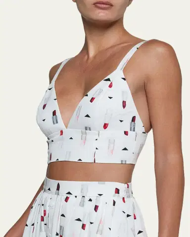 L'AGENCE Kaori Lipstick-Print Bralette Top | Thumbnail 5