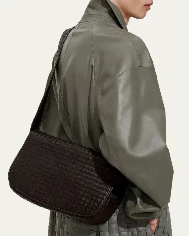 Bottega Veneta Men's Large Intrecciato Leather Flap Messenger Bag | Thumbnail 2 Bottega Veneta Men's Large Intrecciato Leather Flap Messenger Bag | Thumbnail 2
