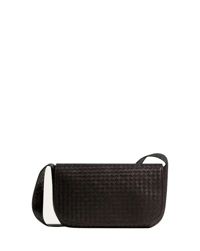 Bottega Veneta Men's Large Intrecciato Leather Flap Messenger Bag