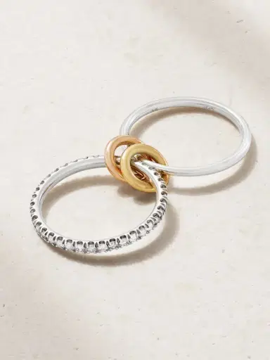 Spinelli Kilcollin Marigold Set Of Two Sterling Silver And 18-karat Yellow And Rose Gold Diamond Rings | Thumbnail 3