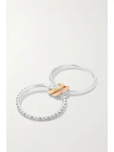 Spinelli Kilcollin Marigold Set Of Two Sterling Silver And 18-karat Yellow And Rose Gold Diamond Rings | Thumbnail 5