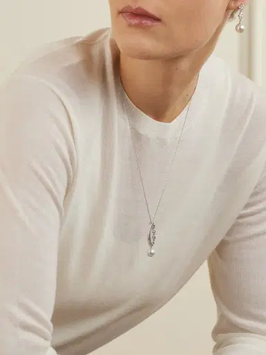 Mikimoto 18-karat White Gold Sapphire, Diamond And Pearl Necklace | Thumbnail 3