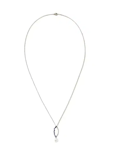 Mikimoto 18-karat White Gold Sapphire, Diamond And Pearl Necklace | Thumbnail 1