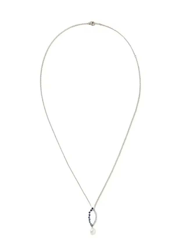 Mikimoto 18-karat White Gold Sapphire, Diamond And Pearl Necklace