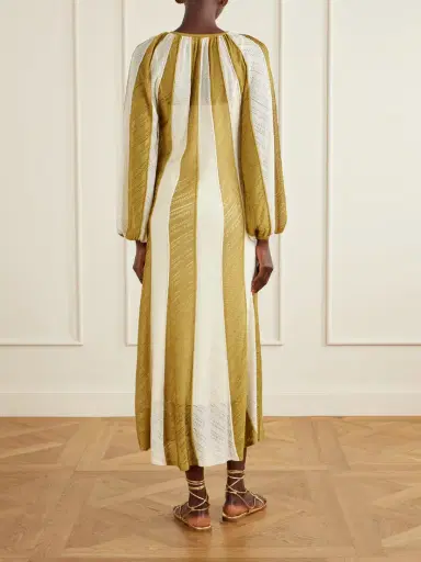 Zimmermann Mahon Splice Striped Mesh Midi Dress - Beige | Thumbnail 3