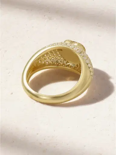 Yvonne Léon Mini Bague Dôme Coeur 9-karat Gold, Agate And Diamond Ring | Thumbnail 3