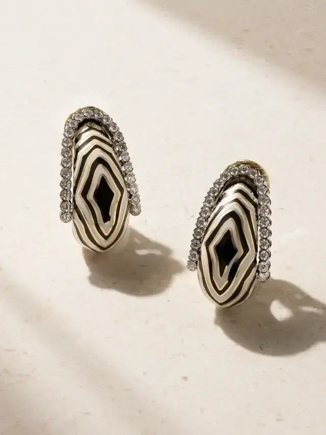 Vreeland Zebra 18-karat Gold, Platinum, Diamond And Enamel Clip Earrings
