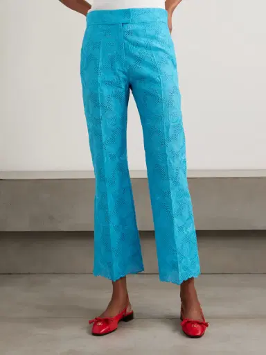 Valentino Garavani Broderie Anglaise Cotton Bootcut Pants | Thumbnail 3 Valentino Garavani Broderie Anglaise Cotton Bootcut Pants | Thumbnail 3
