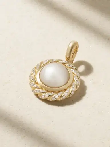 David Yurman 18-karat Gold, Diamond And Pearl Pendant. | Thumbnail 1