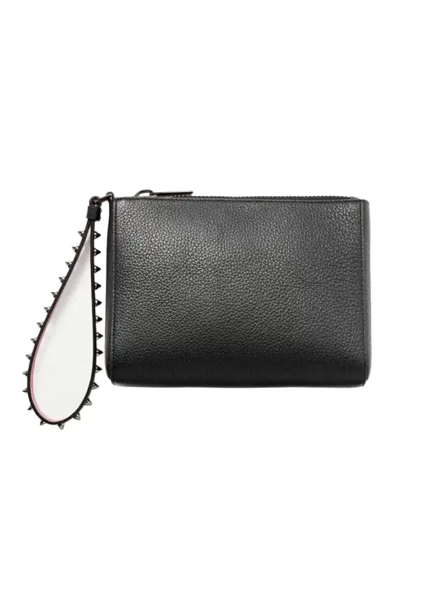 Cabata Studded Textured-leather Clutch