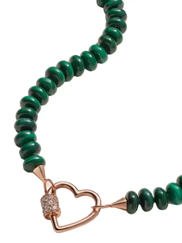 14-karat Rose Gold, Malachite And Diamond Necklace