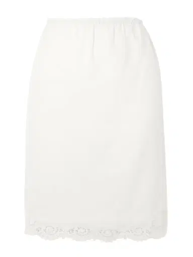 Posse Darya Lace-trimmed Linen And Cotton-blend Midi Skirt | Thumbnail 1 Posse Darya Lace-trimmed Linen And Cotton-blend Midi Skirt | Thumbnail 1