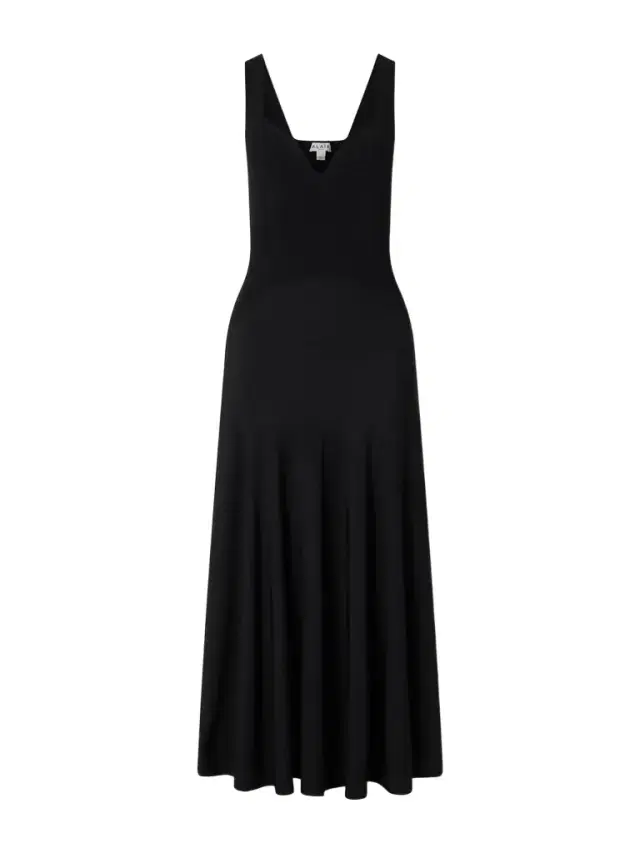 Ribbed-knit And Jersey Pleated Midi Dress