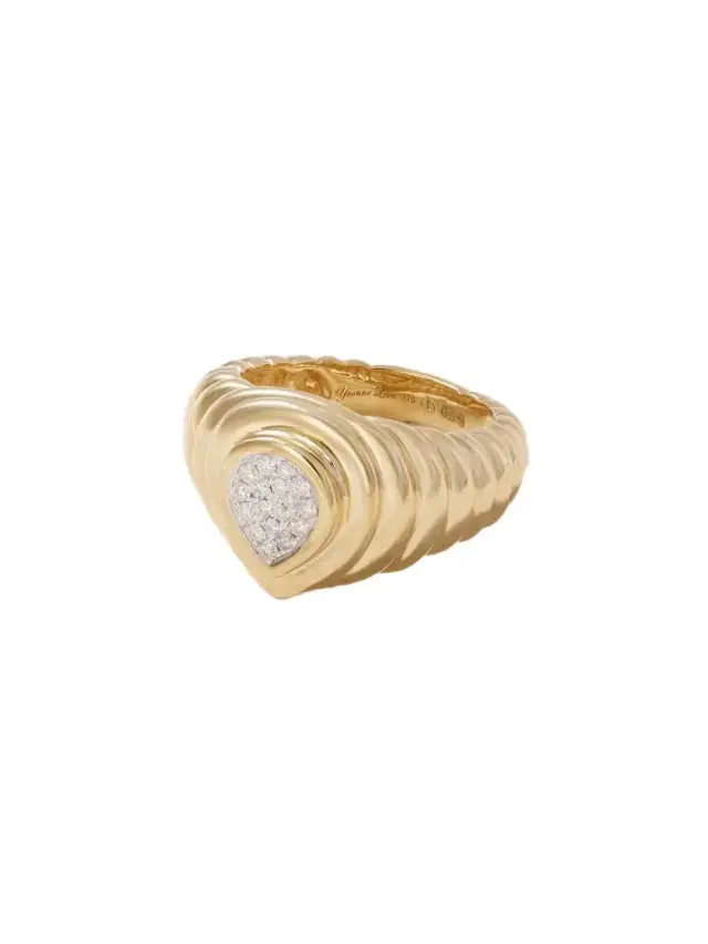 Mini 9-karat Gold Diamond Signet Ring