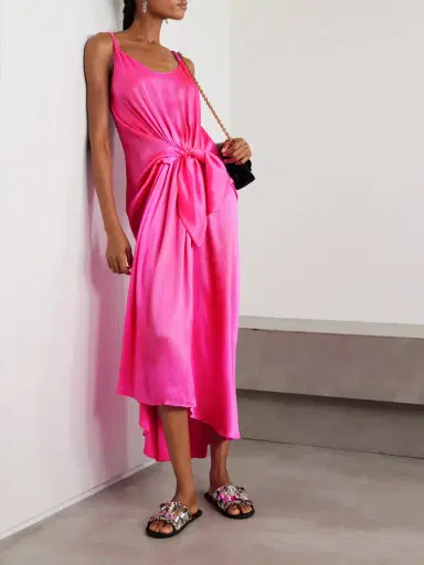 JW Anderson Tie-detailed Crinkled-silk Maxi Dress | Thumbnail 2 JW Anderson Tie-detailed Crinkled-silk Maxi Dress | Thumbnail 2