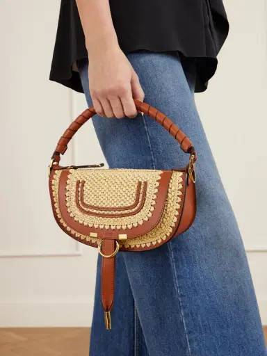 Chloé Marcie Leather-trimmed Raffia Shoulder Bag | Thumbnail 2 Chloé Marcie Leather-trimmed Raffia Shoulder Bag | Thumbnail 2