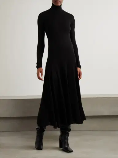 Alaïa Open-back Jersey Turtleneck Midi Dress | Thumbnail 3