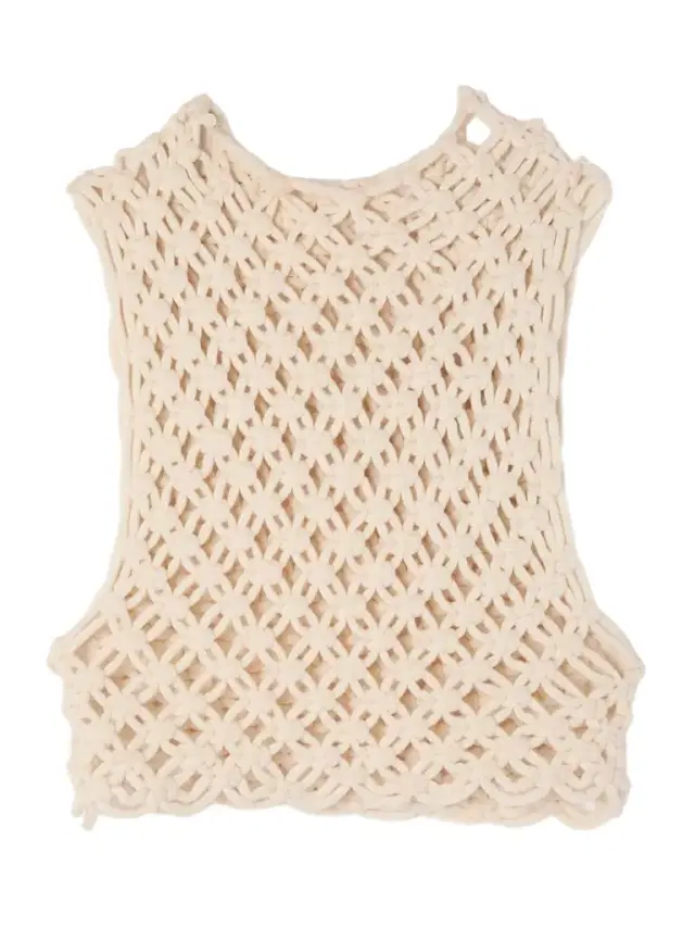 Cropped Open-knit Cotton-blend Tank Cropped Open-knit Cotton-blend Tank