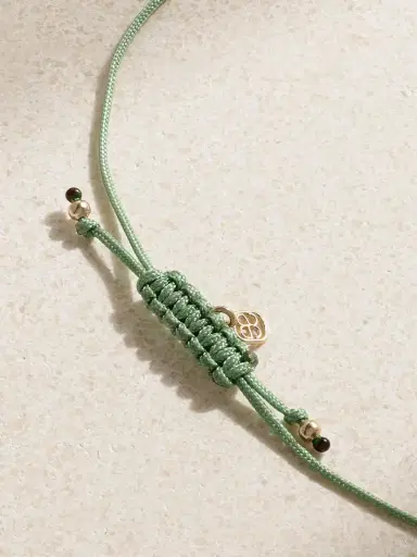 Sydney Evan Evil Eye 14-karat Gold, Cord And Enamel Bracelet | Thumbnail 3
