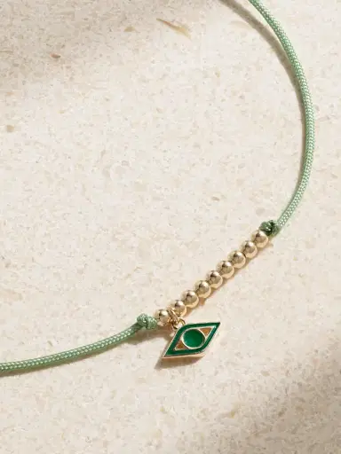 Sydney Evan Evil Eye 14-karat Gold, Cord And Enamel Bracelet | Thumbnail 4